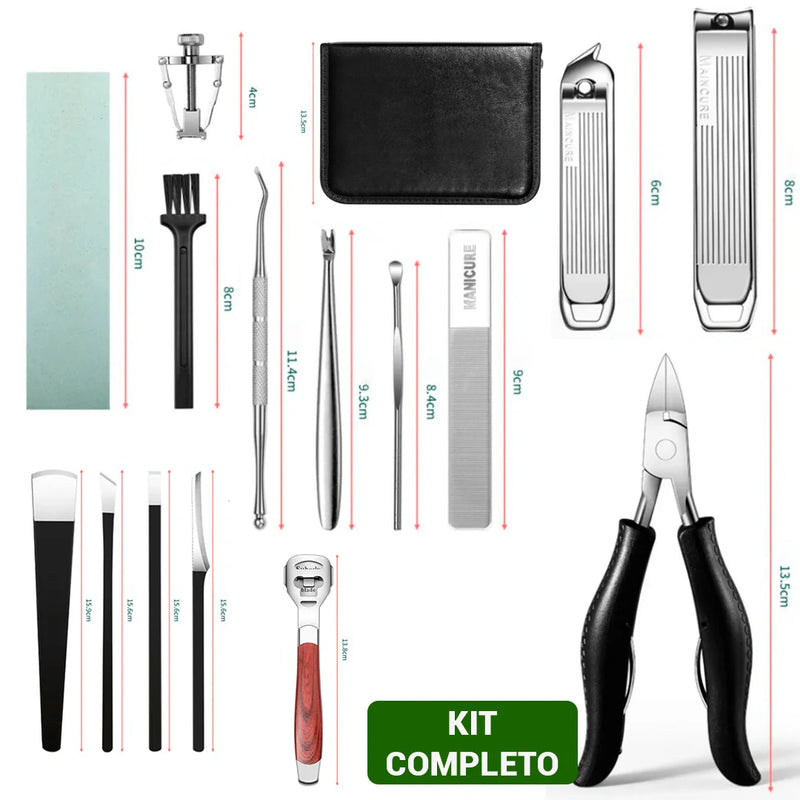 Kit Profissional de Unhas em Aço Cirúrgico Anti Fúngico -  Dr. Podólogo