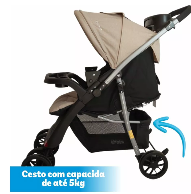 Carrinho de Bebê Passear Atena Reversível Cor Cappuccino