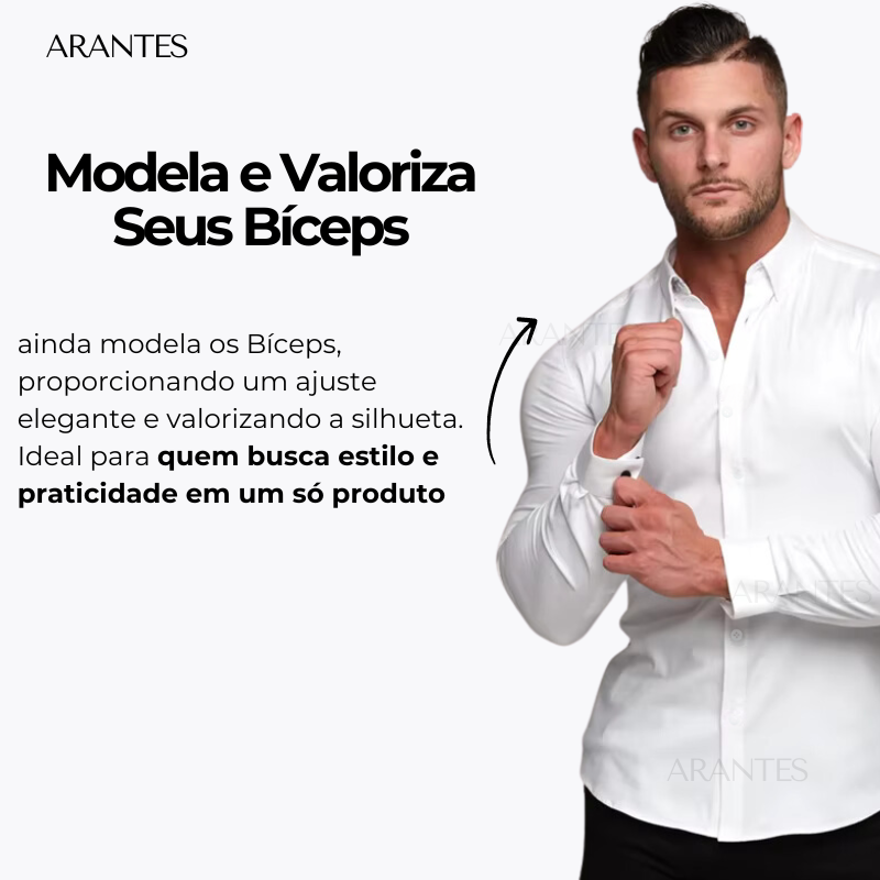 Compre 1 Leve 2 | Camisa Social Ultra Tech Anti amassados + Relogio de Brinde